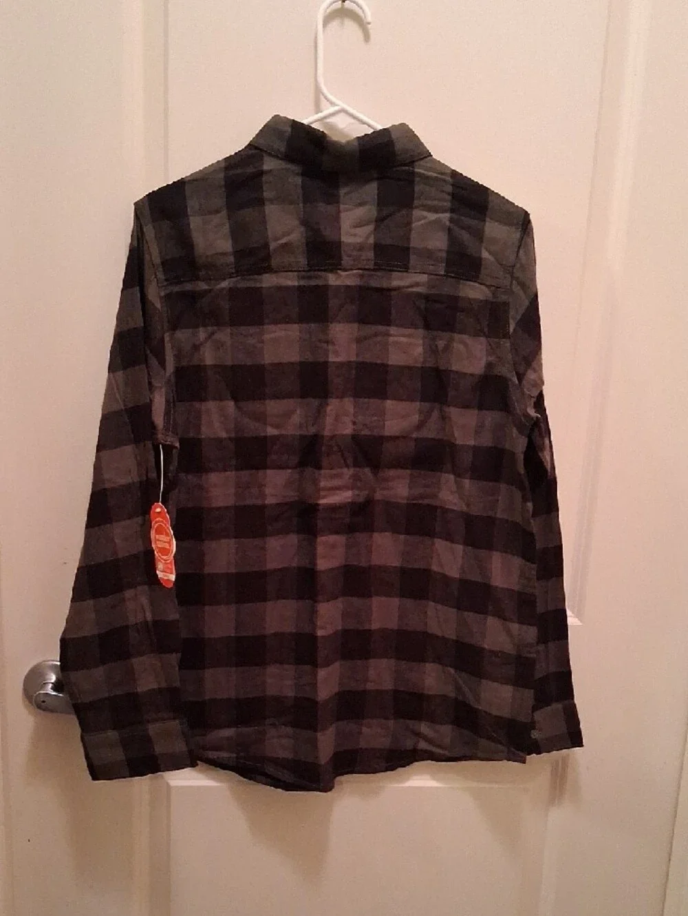 Wonder Nation Olive Green  and Black Plaid Button-Up Shirt